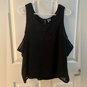 Urban Outfitters Sparkle & Fade Sheer Lace Black Sleeveless Top Blouse